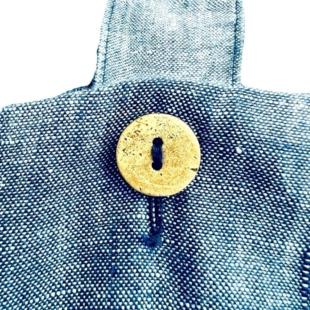 St Tropez West Linen Chambray Jumpsuit Cropped Wide Leg Denim Blue Pockets Sz 2 - Picture 9 of 14